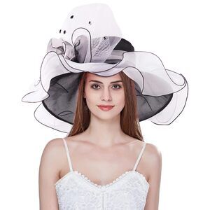 Women Derby Church Hat Organza Flower Wedding Tea Party Fascinator Hats 6879